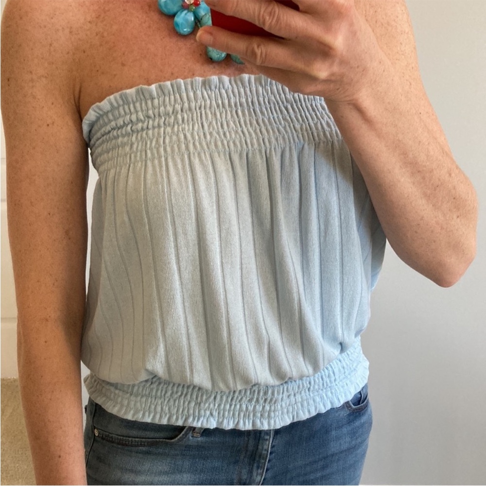 Light Blue Ribbed Tube Top - Picture 6 of 7